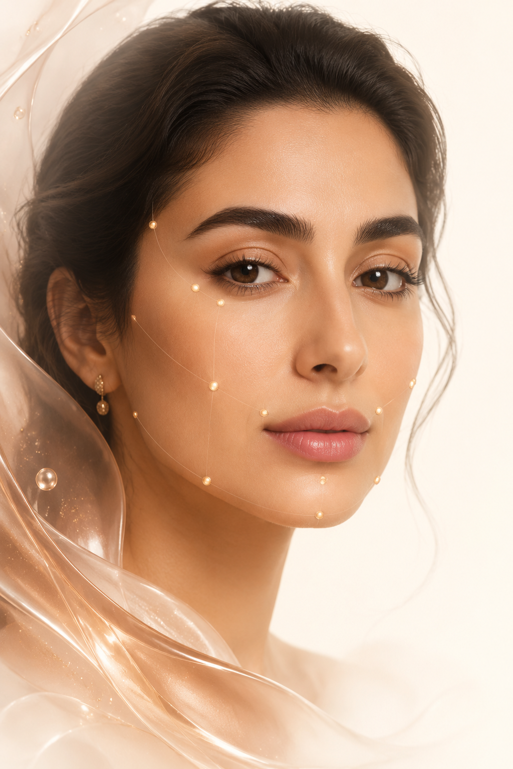نمایش مفهومی بررسی تناسب و تعادل اجزای چهره در کلینیک زیبایی روناش